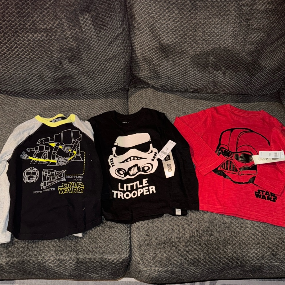 Lot of 3 Star Wars‎ shirts.  Size 5. 2 gap NWT